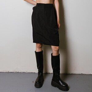 Vintage Max Mara Technical Linen Nylon Blend Pleated Midi Skirt